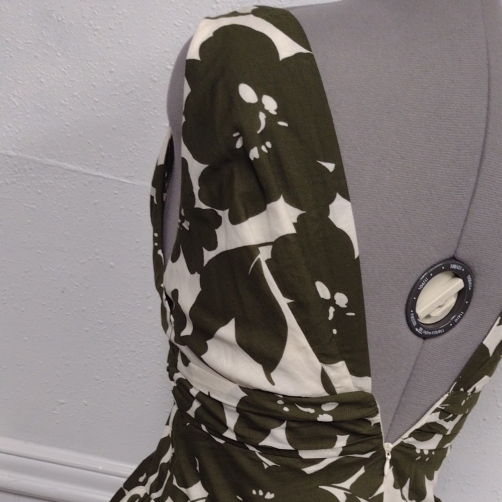 J. Crew Olive and White Floral Maxi Dress Formal Event, Bohemian, Boho. - Picture 7 of 12